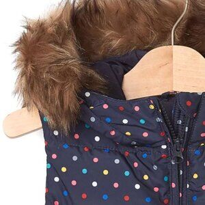Gap Kids Multicolor Polka Dot Puffer Vest with Hood